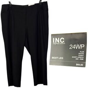 INC International Concepts Pants Black Curvy Bootleg‎ Mid-Rise in Size 24WP  NWT